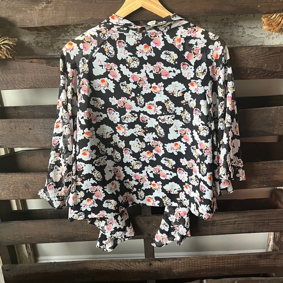 POEMA Open-Front Cardigan in Black/Floral Print LG - Picture 11 of 11